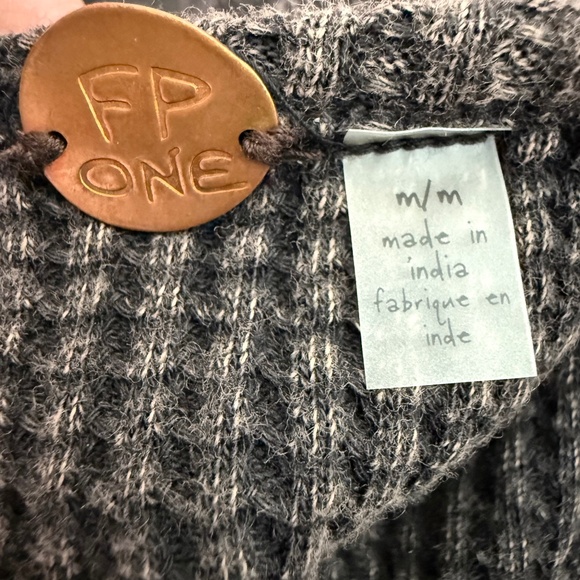 Free People FP One Charcoal Gray Katya Bodycon Ruched Thermal Ribbed Dress M - Picture 13 of 16